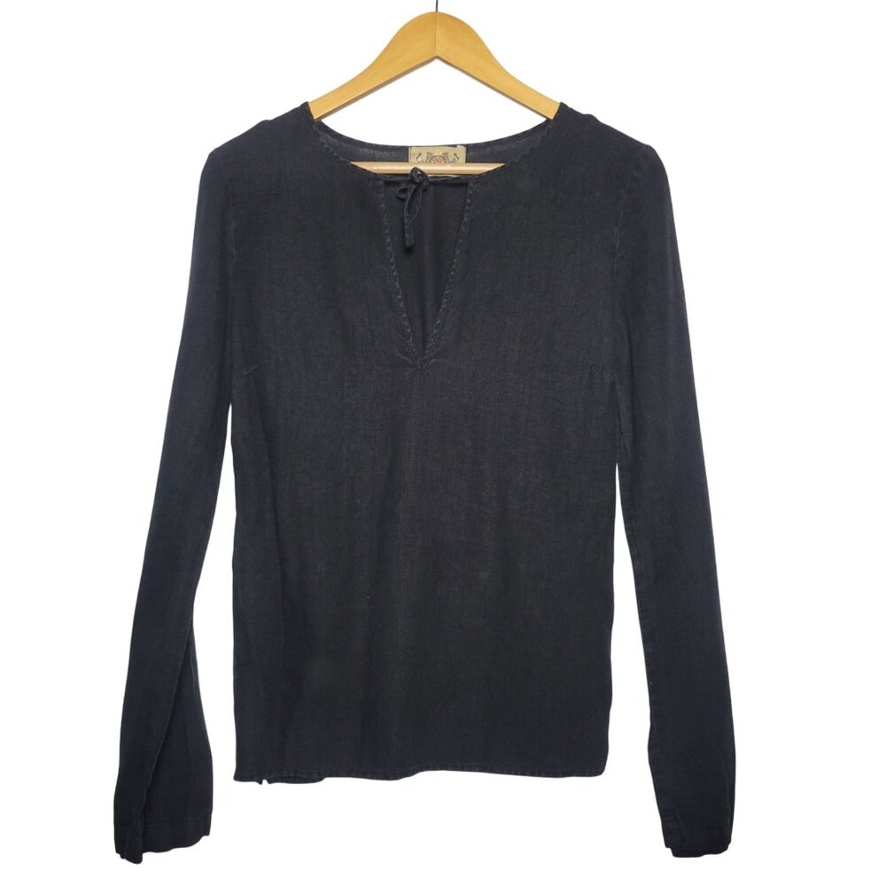 Juicy Couture Linen Long Sleeve Peasant Blouse
